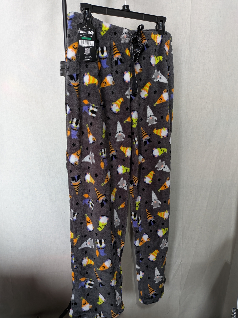 Women's Gray Gnome Print Fleece Pajama Pants